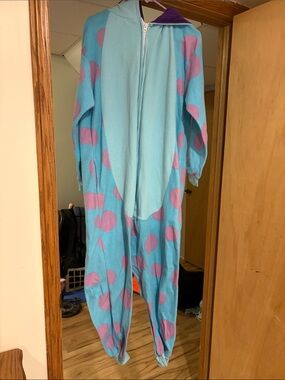 Women's Light Blue Polka Dot Onesie Jumpsuit with Pink Spots